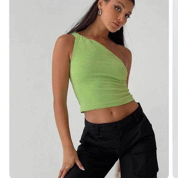 Princess Polly - Moda one shoulder top green - Picture 1 of 5